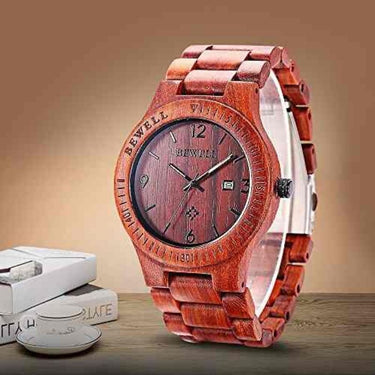 Bewell 086B Retro Bamboo Red Sandalwood Wood Watch
